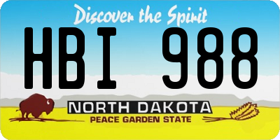 ND license plate HBI988