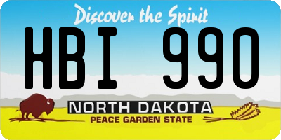 ND license plate HBI990