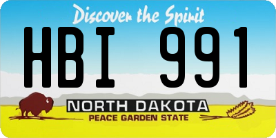 ND license plate HBI991