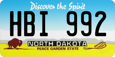 ND license plate HBI992