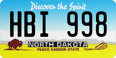 ND license plate HBI998