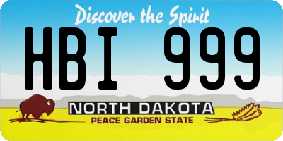 ND license plate HBI999