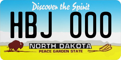 ND license plate HBJ000