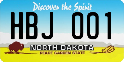 ND license plate HBJ001