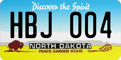 ND license plate HBJ004