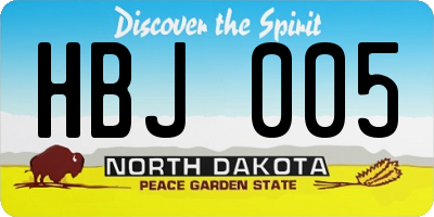 ND license plate HBJ005