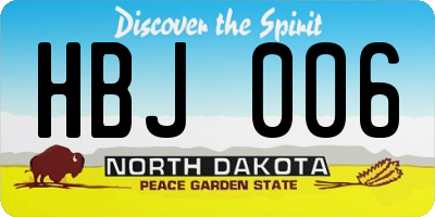 ND license plate HBJ006