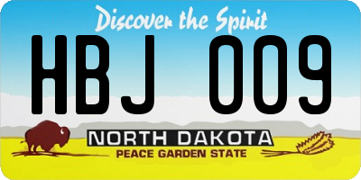ND license plate HBJ009