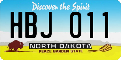 ND license plate HBJ011