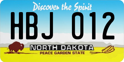 ND license plate HBJ012