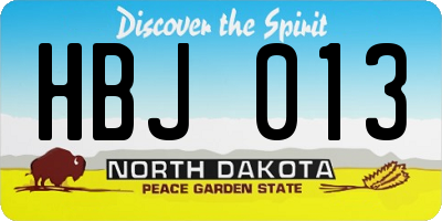 ND license plate HBJ013