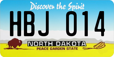 ND license plate HBJ014