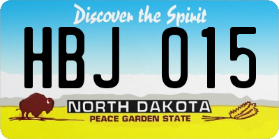 ND license plate HBJ015