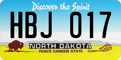 ND license plate HBJ017