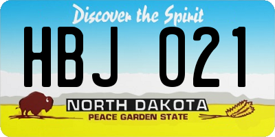 ND license plate HBJ021