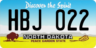 ND license plate HBJ022