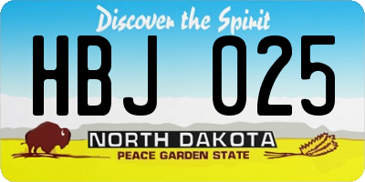 ND license plate HBJ025