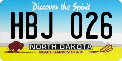 ND license plate HBJ026