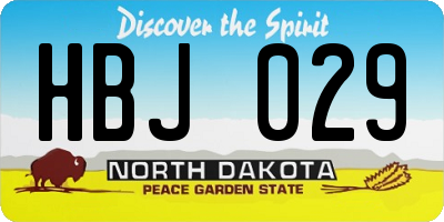ND license plate HBJ029