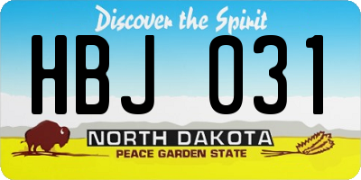 ND license plate HBJ031