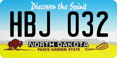 ND license plate HBJ032