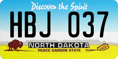 ND license plate HBJ037