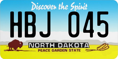 ND license plate HBJ045