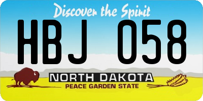 ND license plate HBJ058