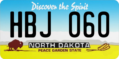 ND license plate HBJ060