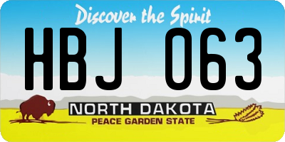ND license plate HBJ063