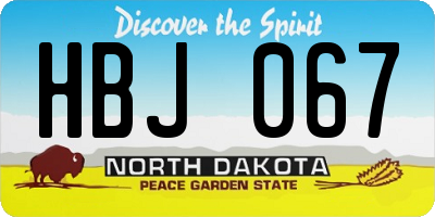 ND license plate HBJ067