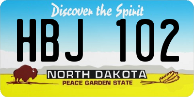 ND license plate HBJ102