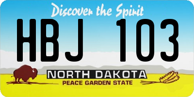 ND license plate HBJ103