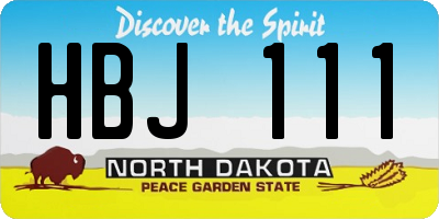 ND license plate HBJ111