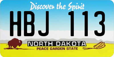 ND license plate HBJ113