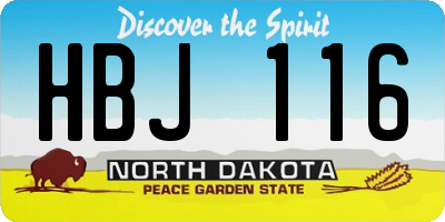 ND license plate HBJ116