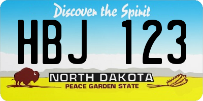 ND license plate HBJ123