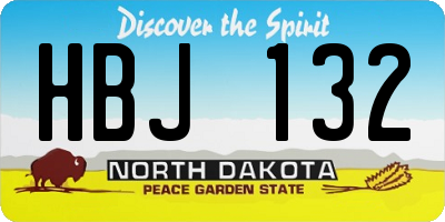 ND license plate HBJ132