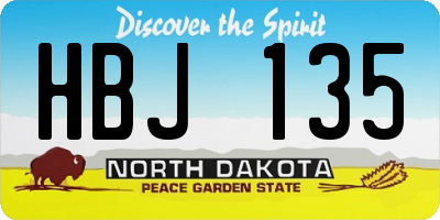 ND license plate HBJ135