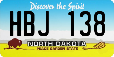 ND license plate HBJ138