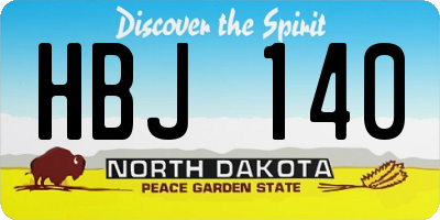 ND license plate HBJ140