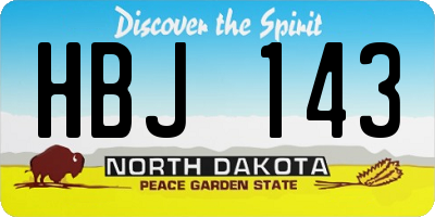 ND license plate HBJ143