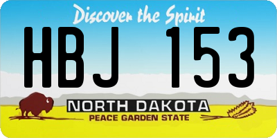 ND license plate HBJ153