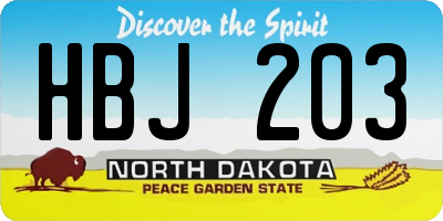 ND license plate HBJ203