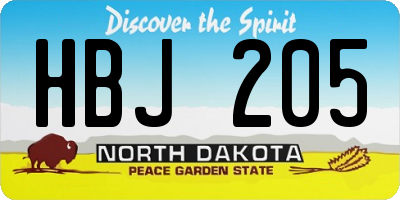 ND license plate HBJ205