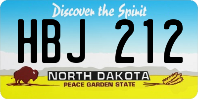 ND license plate HBJ212