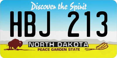 ND license plate HBJ213