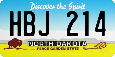 ND license plate HBJ214