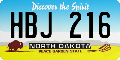 ND license plate HBJ216
