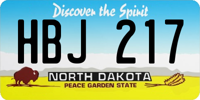 ND license plate HBJ217